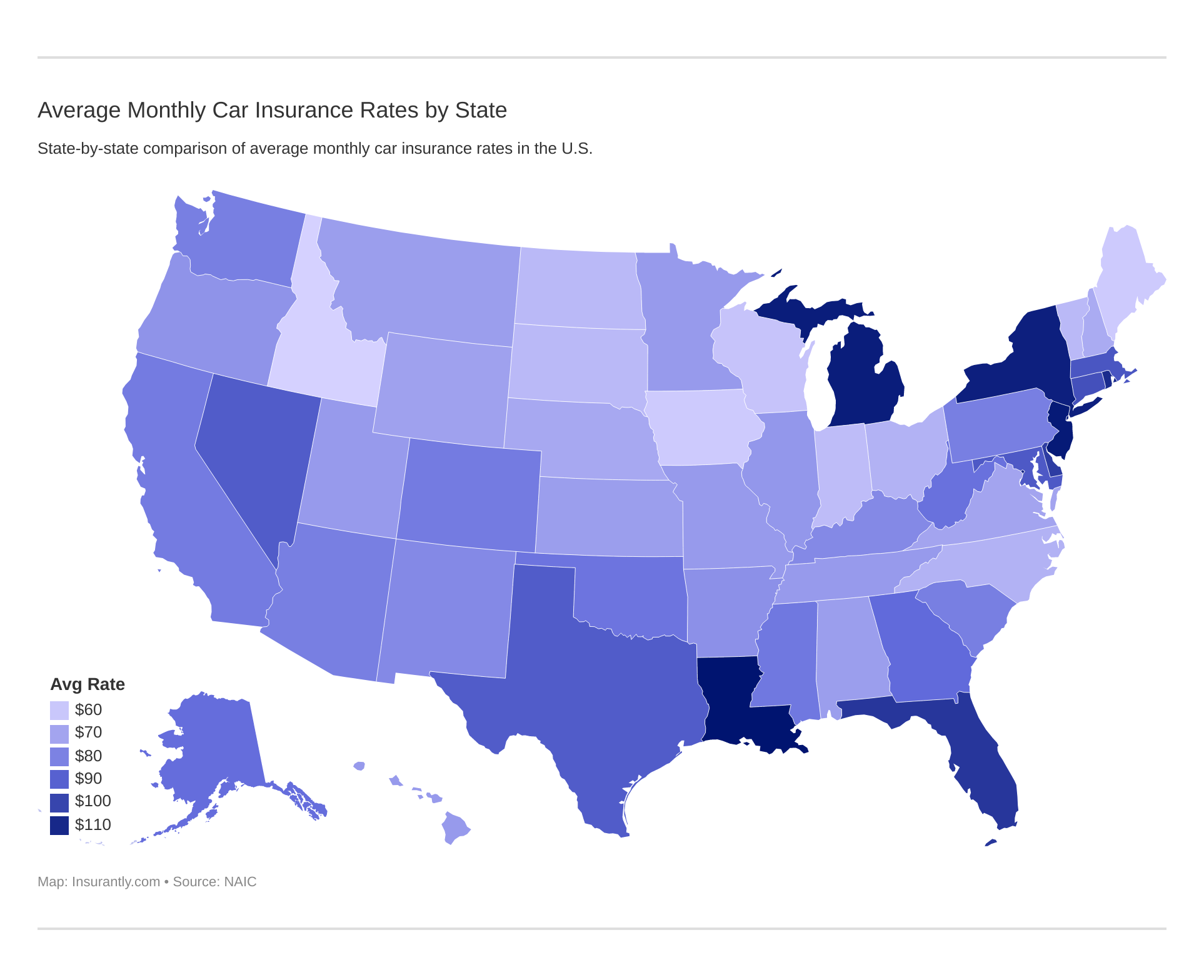 Average Monthly Car Insurance Rates by State Average Monthly Car Insurance Rates by State