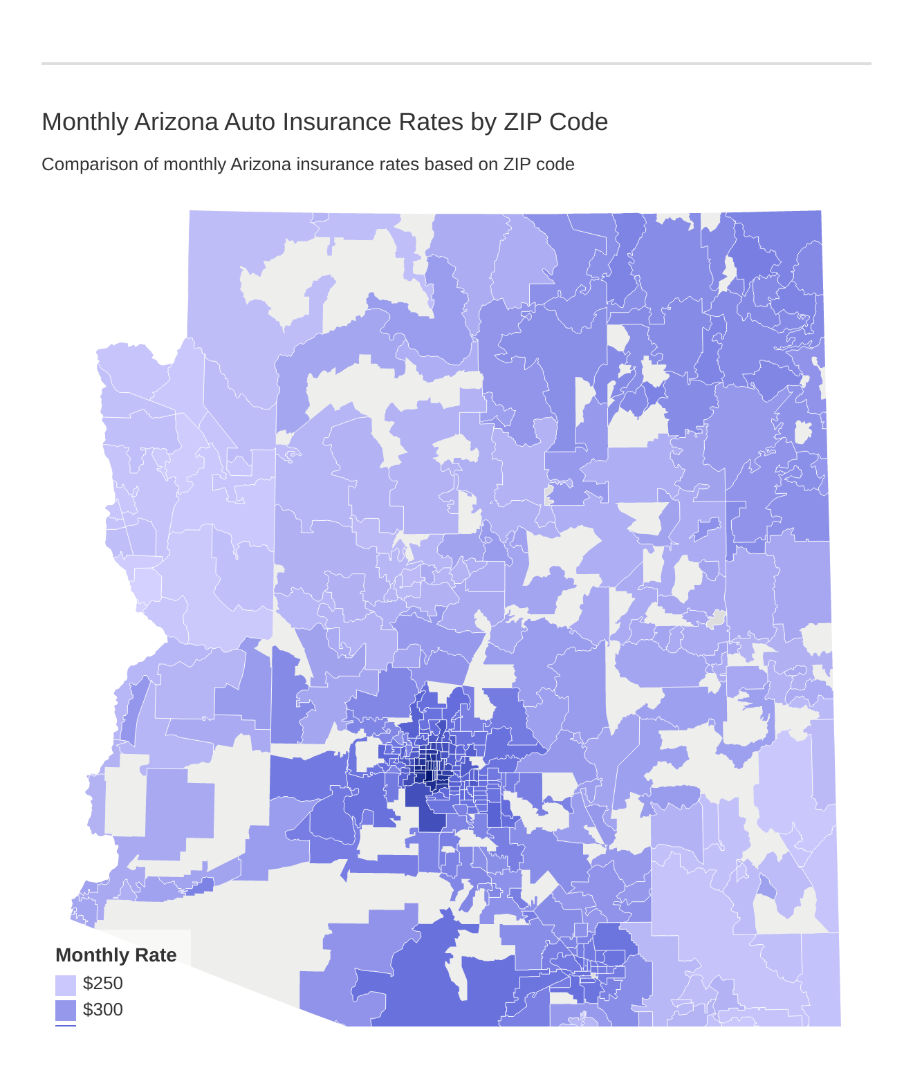Monthly Arizona Auto Insurance Rates by ZIP Code Monthly Arizona Auto Insurance Rates by ZIP Code