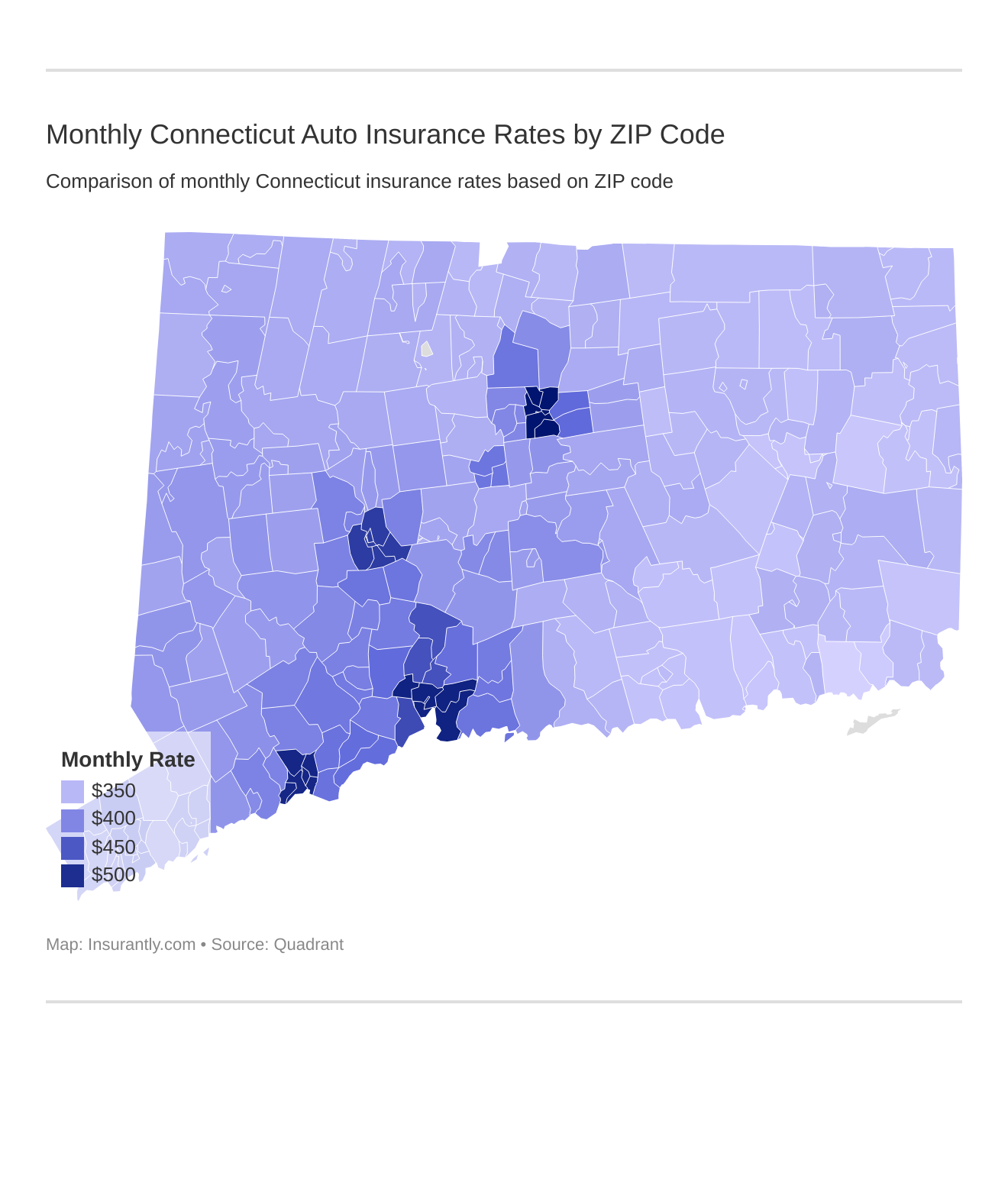 Monthly Connecticut Auto Insurance Rates by ZIP Code Monthly Connecticut Auto Insurance Rates by ZIP Code