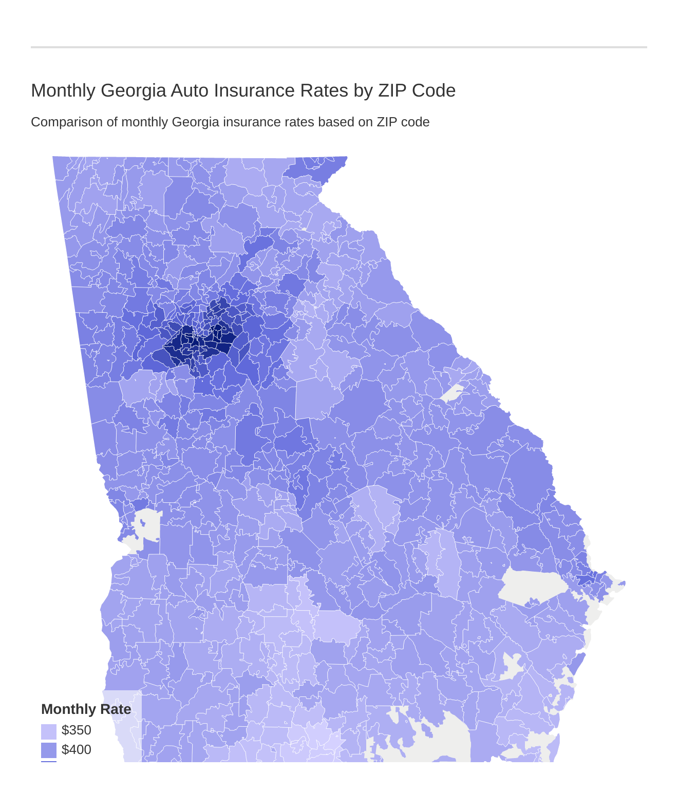 Monthly Georgia Auto Insurance Rates by ZIP Code Monthly Georgia Auto Insurance Rates by ZIP Code