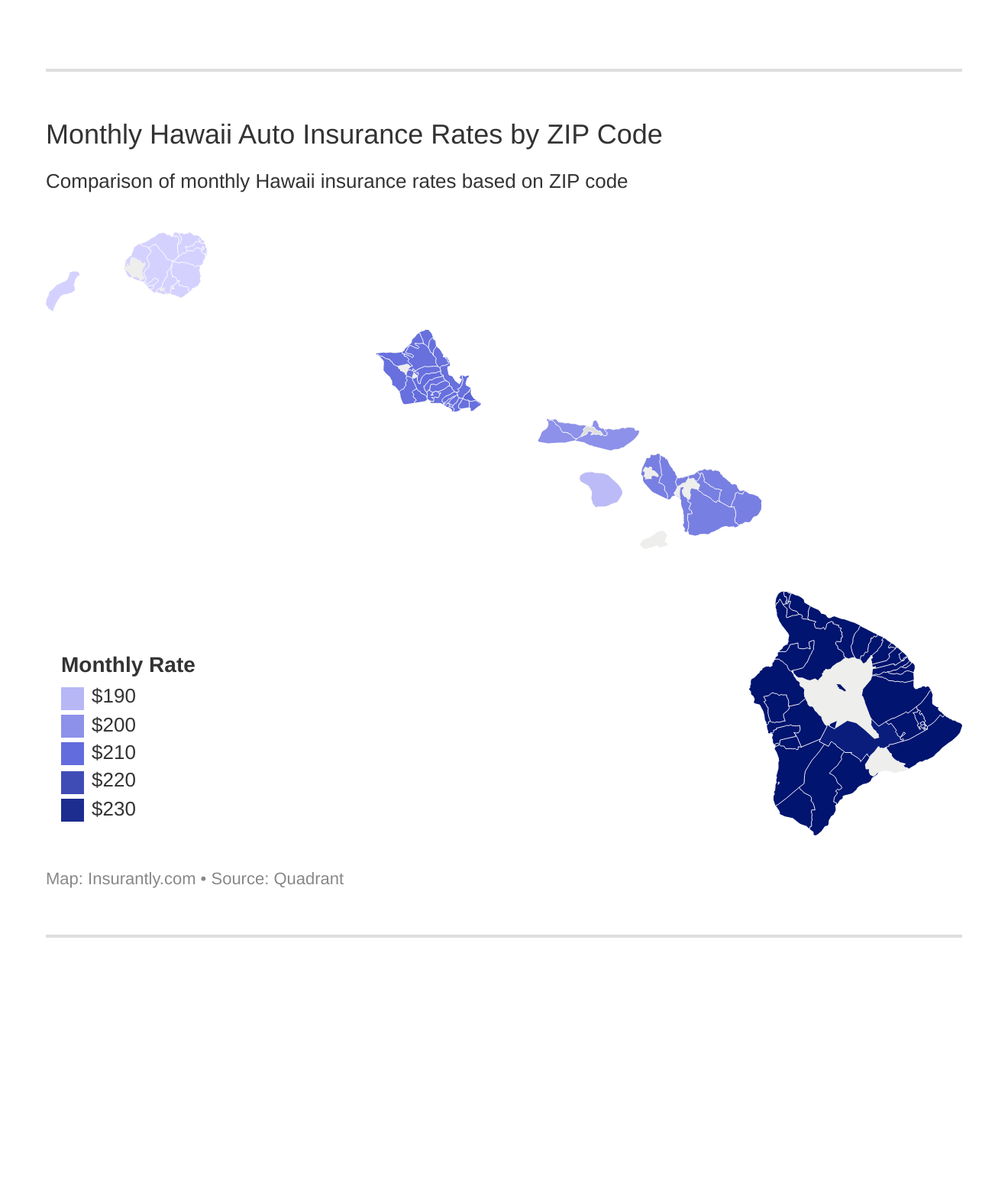 Monthly Hawaii Auto Insurance Rates by ZIP Code Monthly Hawaii Auto Insurance Rates by ZIP Code