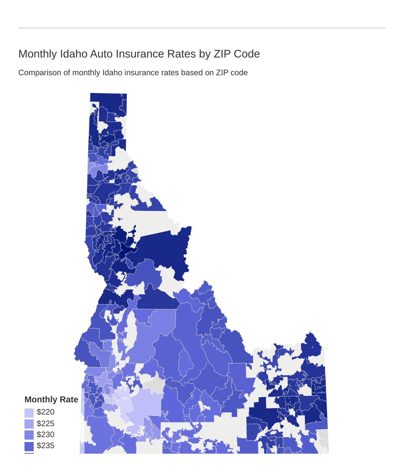 Monthly Idaho Auto Insurance Rates by ZIP Code Monthly Idaho Auto Insurance Rates by ZIP Code