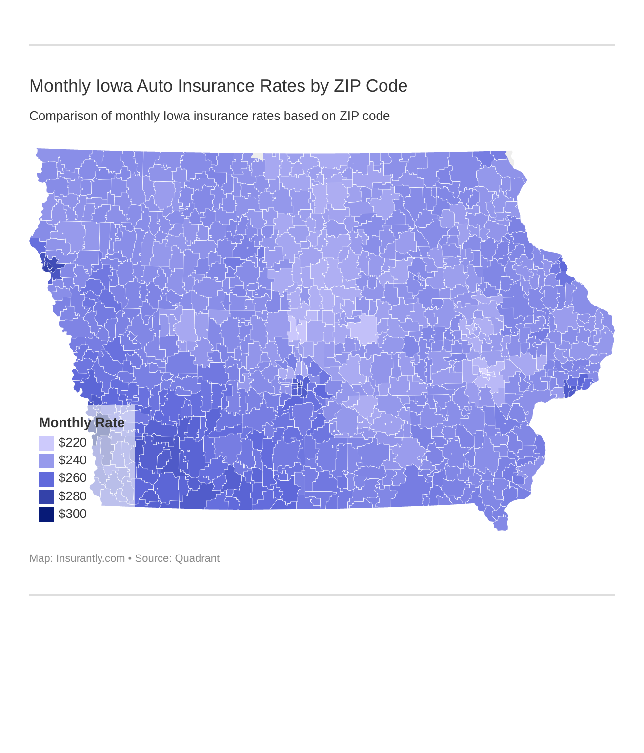 Monthly Iowa Auto Insurance Rates by ZIP Code Monthly Iowa Auto Insurance Rates by ZIP Code