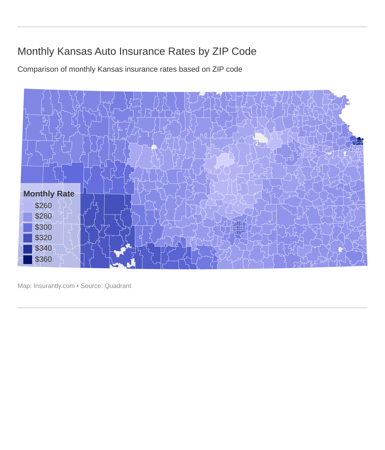 Monthly Kansas Auto Insurance Rates by ZIP Code Monthly Kansas Auto Insurance Rates by ZIP Code