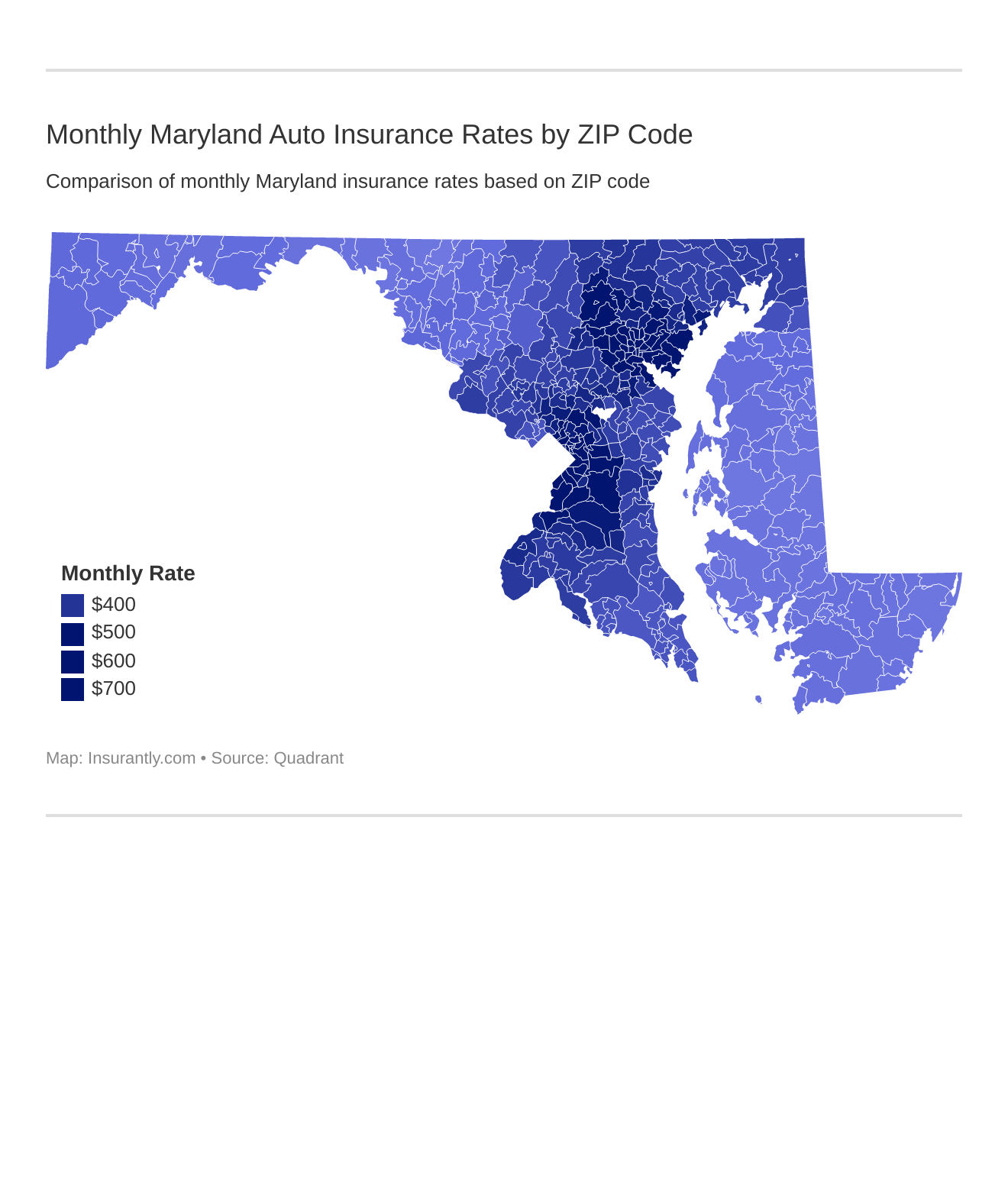 Monthly Maryland Auto Insurance Rates by ZIP Code Monthly Maryland Auto Insurance Rates by ZIP Code